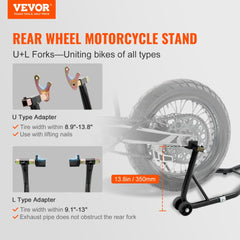 VEVOR Motorcycle Rear Wheel Stand, with U + L Fork Swingarm Spool, 850 lbs Capacity Heavy Duty Rear Wheel Stand