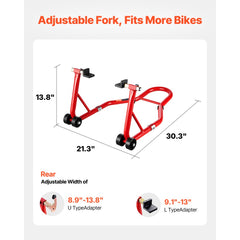 VEVOR Motorcycle Rear Wheel Stand, 850 LBS Load Capacity Heavy Duty Rear Wheel Stand with U + L Fork Swingarm Spool