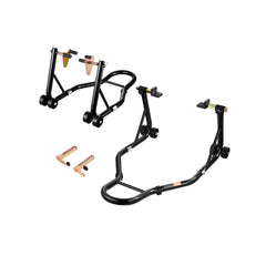 VEVOR Motorcycle Stand Lift, 1100lbs Capacity Front Rear Combo Stand Lift, Front Wheel Dual-Fork Stand, Rear U+L Fork