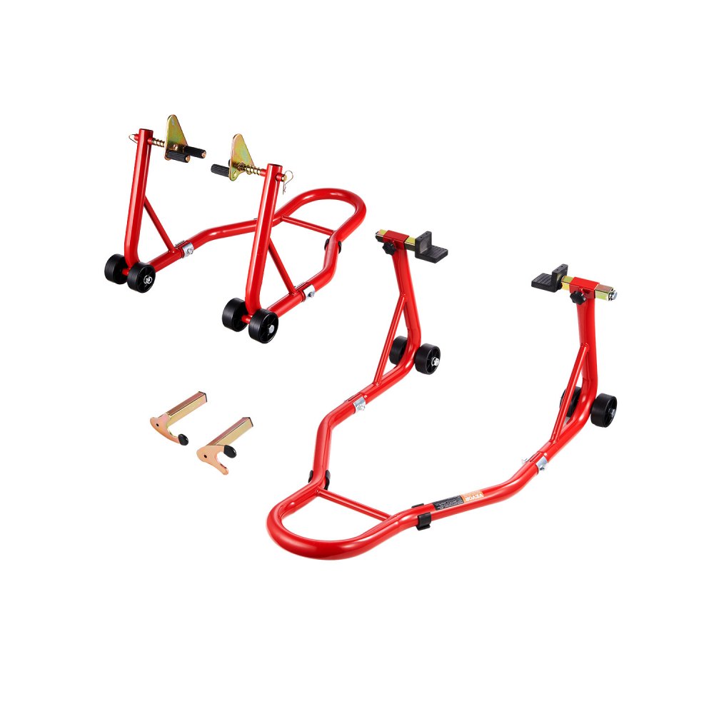 VEVOR Motorcycle Stand Lift, 850lbs Capacity Front Rear Combo Stand Lift, Front Wheel Dual-Fork Stand, Rear U+L Fork
