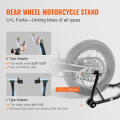 VEVOR Motorcycle Stand Lift, 850lbs Front Rear Combo Stand Lift Stand, Front and Rear Wheel Fork Stand, U+L Fork