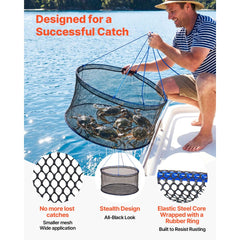 VEVOR Foldable Fishing Net, Landing Fishing Pier Nets, Portable Drop Net for Pulling up Fish, Durable and