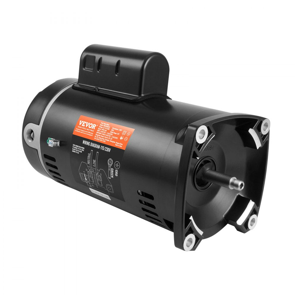 VEVOR 1 HP Pool Pump Motor, 56Y Frame, 115V(9 Amps)/230V(4.5 Amps) 3450RPM, 60Hz, 1.25 Service Factor, 90μF/250V