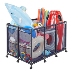 VEVOR Pool Storage Bin, 48.8 x 32.7 x 32.7 in, Rolling Pool Float Storage Organizer with Side Pockets & Casters, Heavy
