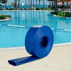VEVOR Discharge Hose, 4" x 105', PVC Lay Flat Hose, Heavy Duty Backwash Drain Hose with Clamps, Weather-proof &