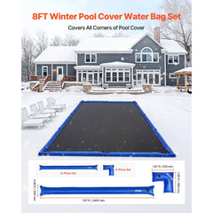 VEVOR Pool Cover Water Bags Set, 6 Packs 8 Ft Single Chamber Pool Cover Water Bags & 4 Corner Tubes, 0.4mm Thick PVC