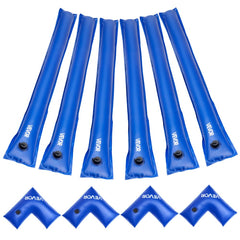 VEVOR Pool Cover Water Bags Set, 6 Packs 8 Ft Single Chamber Pool Cover Water Bags & 4 Corner Tubes, 0.4mm Thick PVC
