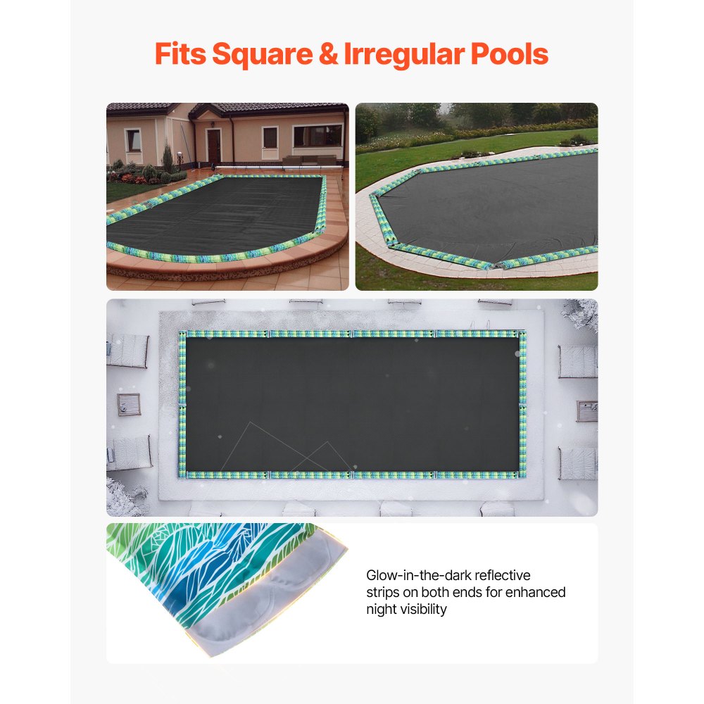 VEVOR Pool Cover Water Bags, 5 Packs 8 Ft, Double Chamber Pool Cover Water Tubes with Reflective Strips, 0.3mm Thick