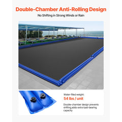 VEVOR Pool Cover Water Bags, 5 Packs 10 Ft, Double Chamber Pool Cover Water Tubes, 0.4mm Thick PVC Bags Weights with