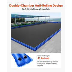 VEVOR Pool Cover Water Bags, 12 Packs 8 Ft, Double Chamber Pool Cover Water Tubes, 0.4mm Thick PVC Bags Weights with