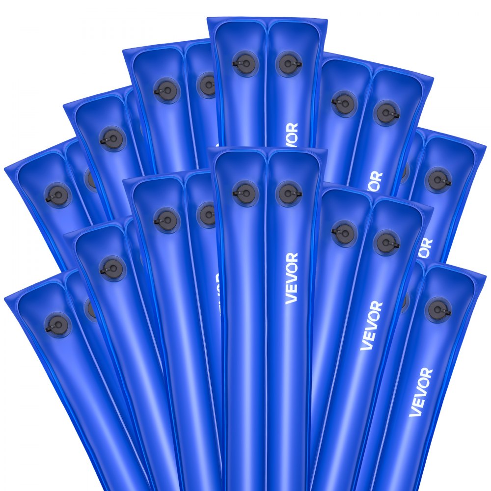 VEVOR Pool Cover Water Bags, 12 Packs 8 Ft, Double Chamber Pool Cover Water Tubes, 0.4mm Thick PVC Bags Weights with