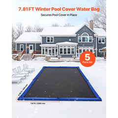 VEVOR Pool Cover Water Bags, 5 Packs 8 Ft, Double Chamber Pool Cover Water Tubes, 0.4mm Thick PVC Bags Weights with