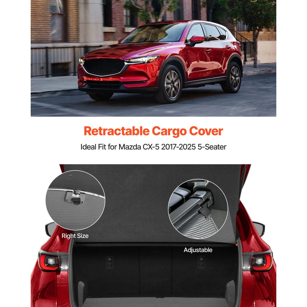 VEVOR Retractable Cargo Cover, Upgraded Carbon Fiber Texture Trunk Cover, Anti-Peeping Luggage Privacy Shield, Easy