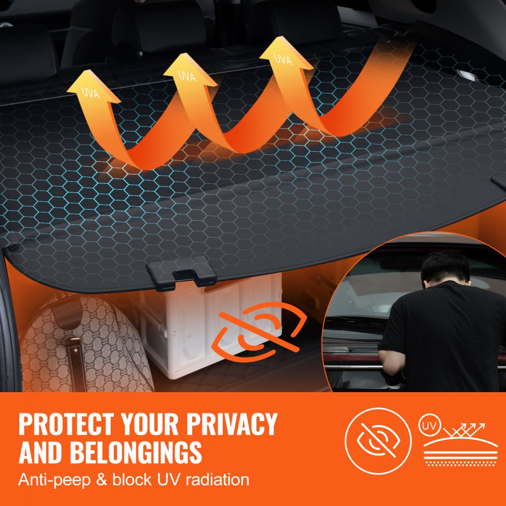 VEVOR Retractable Cargo Cover for Mazda, Upgraded Waterproof Trunk Cover Security Shield Shade for Mazda CX-5 2017-2025