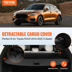 VEVOR Retractable Cargo Cover for Toyota, Upgraded Waterproof Trunk Cover Security Shield Shade for Toyota RAV4