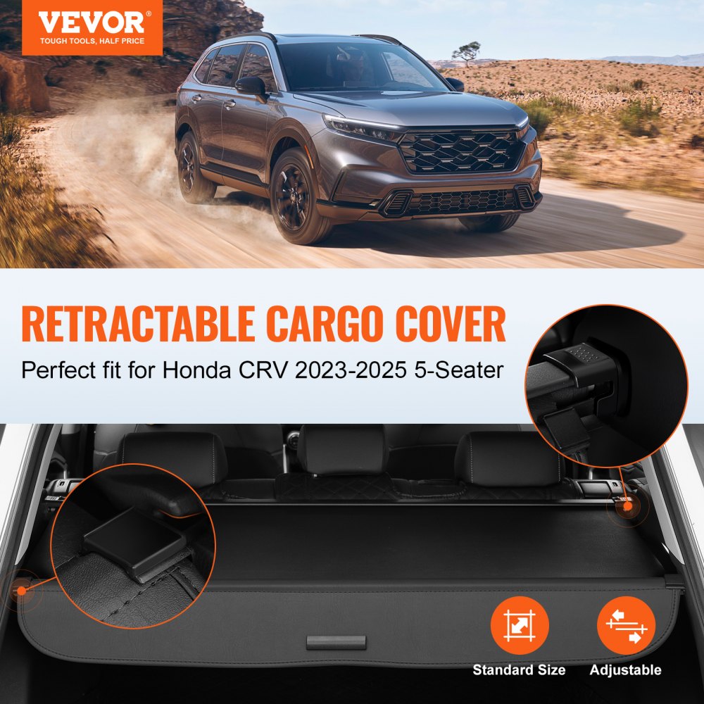 VEVOR Retractable Cargo Cover for Honda, Upgraded Waterproof Trunk Cover Security Shield Shade for Honda CRV 2023-2025
