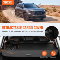 VEVOR Retractable Cargo Cover for Honda, Upgraded Waterproof Trunk Cover Security Shield Shade for Honda CRV 2023-2025