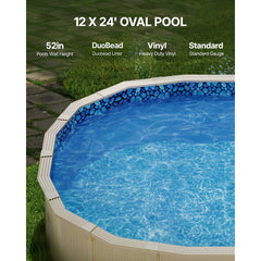 VEVOR 12 x 24 ft Oval Pool Liner, Unibead Above Ground Pool Liners, 52in Wall Height, Durable Standard Gauge Vinyl