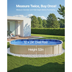 VEVOR 12 x 24 ft Oval Pool Liner, Unibead Above Ground Pool Liners, 52in Wall Height, Durable Standard Gauge Vinyl