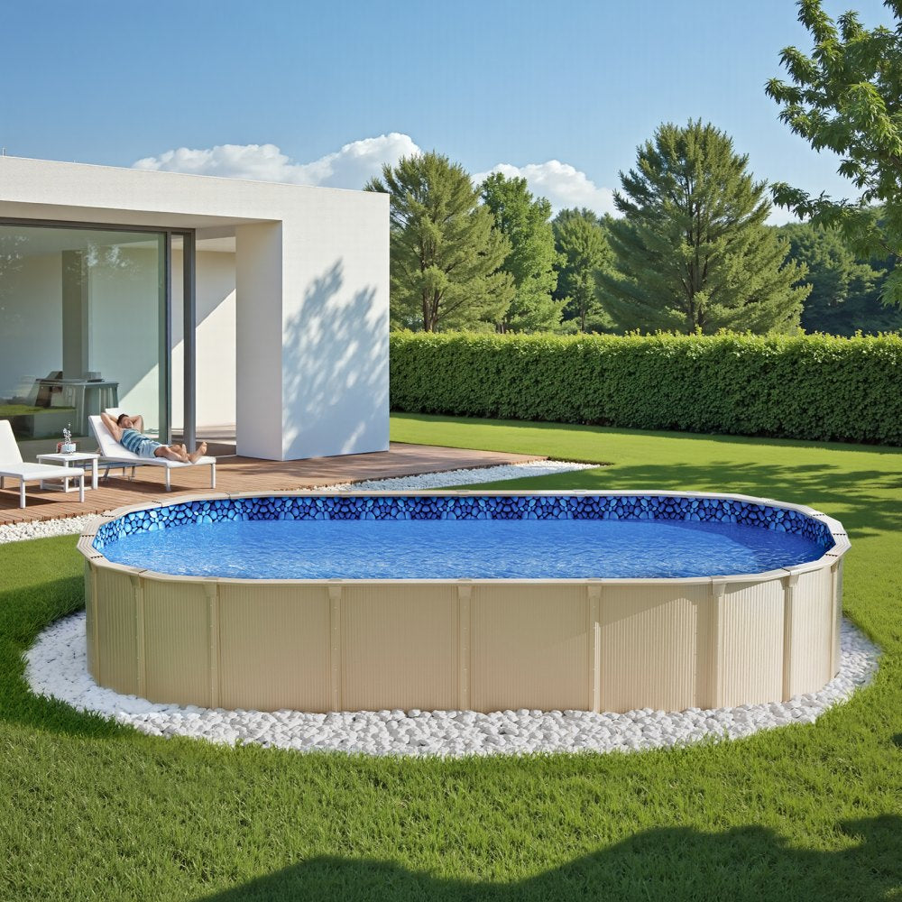 VEVOR 12 x 24 ft Oval Pool Liner, Unibead Above Ground Pool Liners, 52in Wall Height, Durable Standard Gauge Vinyl