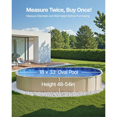 VEVOR 18-Foot-by-33-Foot Oval Pool Liner for Overlap Above Ground Swimming Pools, 48-to-54inch Wall Height, Durable