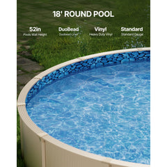 VEVOR 18-ft Round Above Ground Pool Liner, Unibead Pool Liners, Standard Gauge, 52inch Wall Height, Designed for Steel