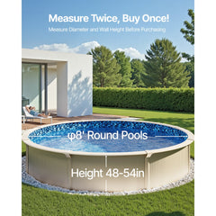 VEVOR 8-ft Round Above Ground Pool Liner, Overlap Pool Liners, Standard Gauge Vinyl, 48-to-54inch Wall Height, Designed