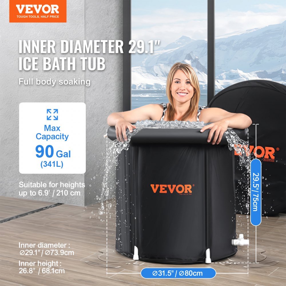 VEVOR Ice Bath Tub, Cold Water Therapy Plunge Tub for Athletes, Portable Outdoor Ice Barrel Plunge Pool for Recovery