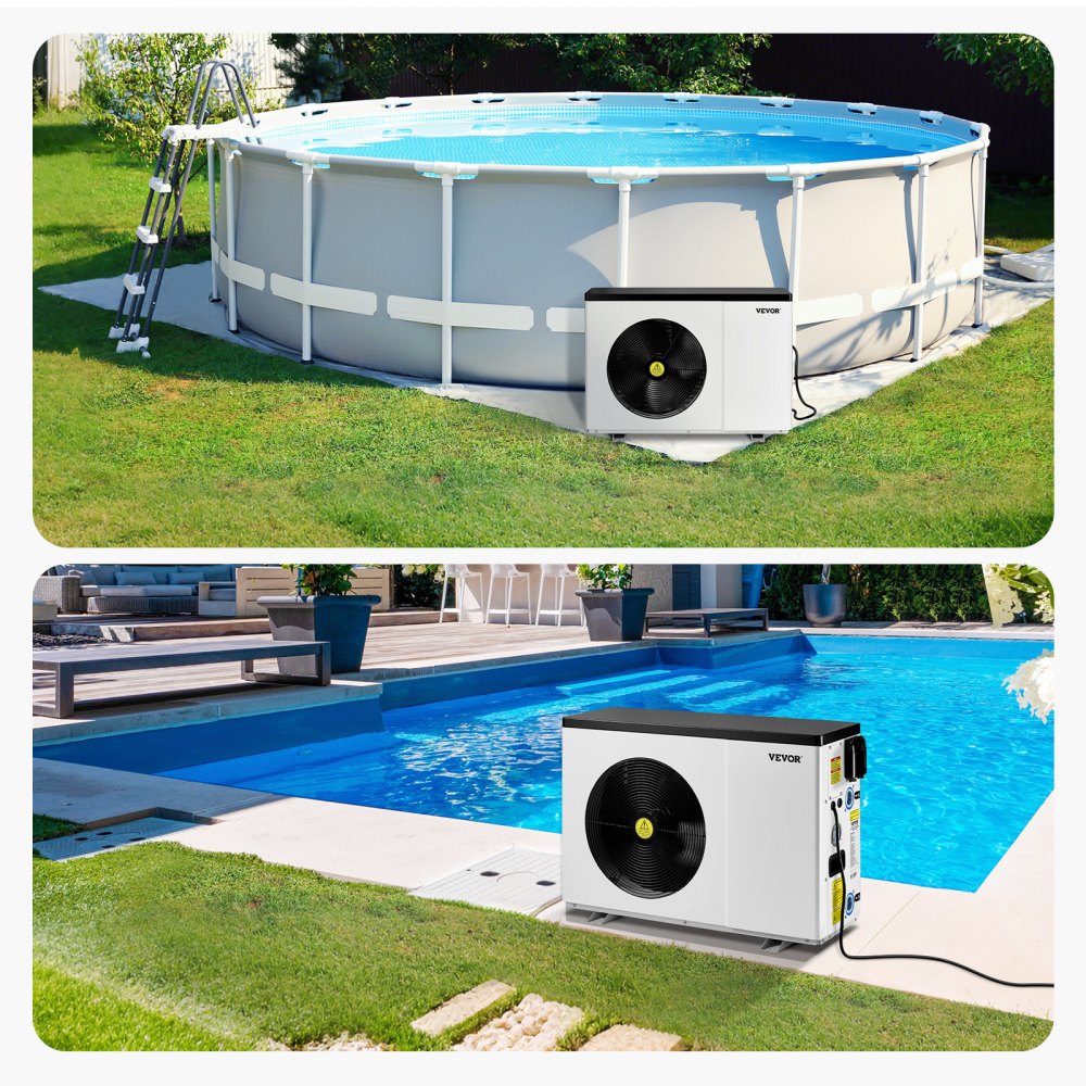 VEVOR Electric Pool Heat Pump, 22250 BTU, Pool Heaters for 3171-6605GAL Above and In Ground Pools, Low Noise, Heating