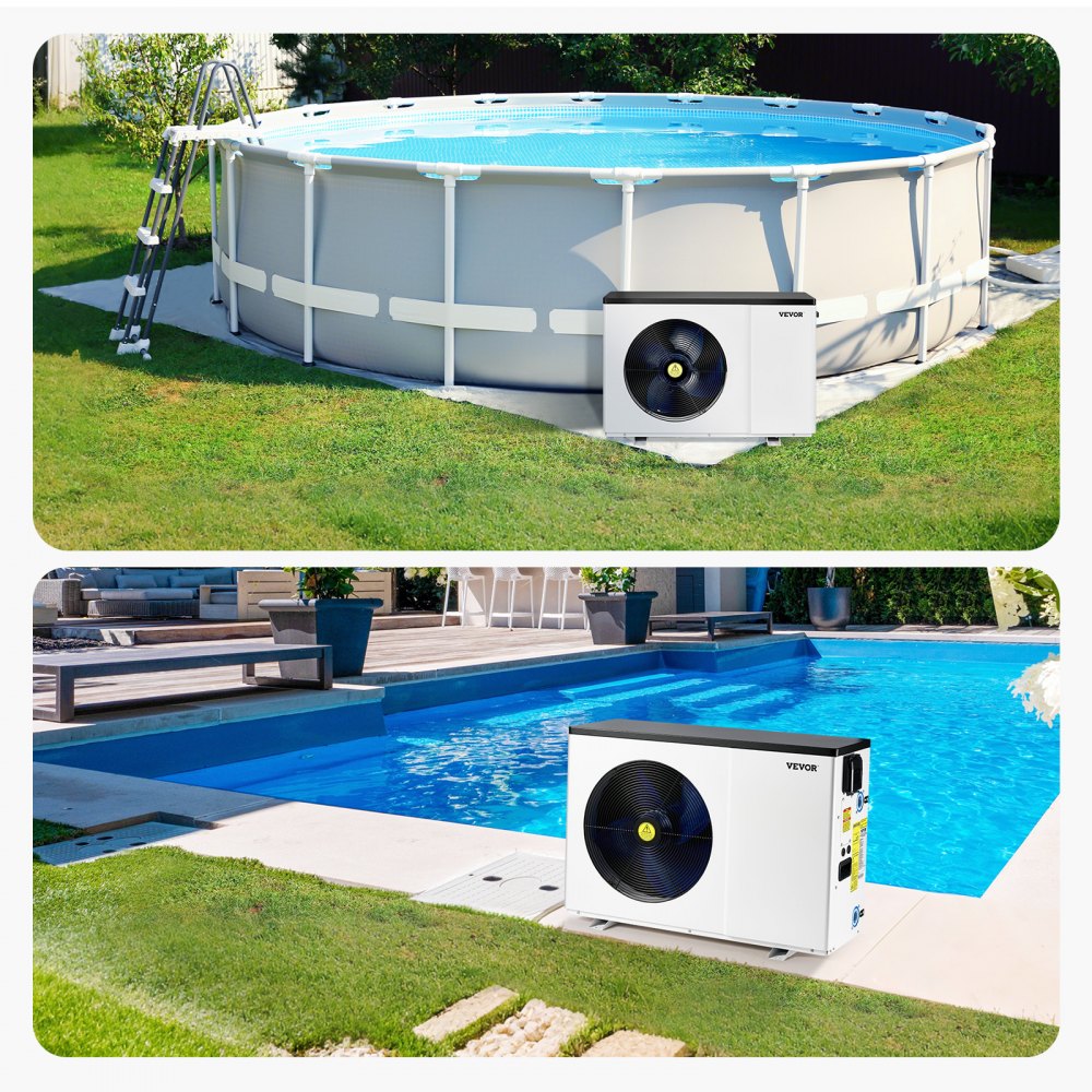 VEVOR Electric Pool Heat Pump, 35830 BTU, Pool Heaters for 6605-13209GAL Above and In Ground Pools, Low Noise, Heating