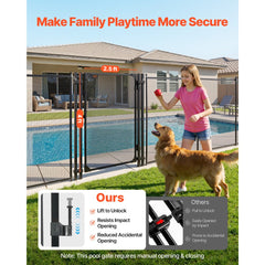 VEVOR Pool Fence Gate, 4 x 2.5 ft Inground Swimming Pool Fences Gate, Outdoor Security Fencing Door Kit with Metal