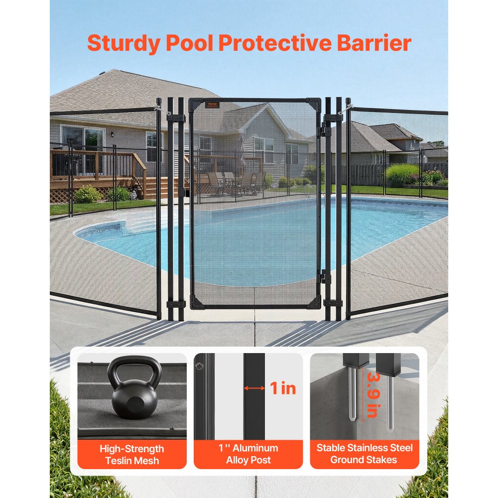 VEVOR Pool Fence Gate, 4 x 2.5 ft Inground Swimming Pool Fences Gate, Outdoor Security Fencing Door Kit with Metal