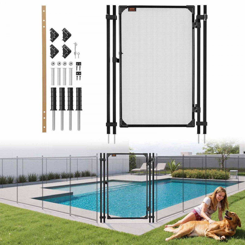 VEVOR Pool Fence Gate, 4 x 2.5 ft Inground Swimming Pool Fences Gate, Outdoor Security Fencing Door Kit with Metal