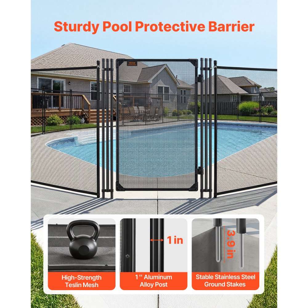 VEVOR Pool Fence Gate, 4 x 2.5 ft Inground Swimming Pool Fences Gate, Outdoor Security Fencing Door Kit with Metal