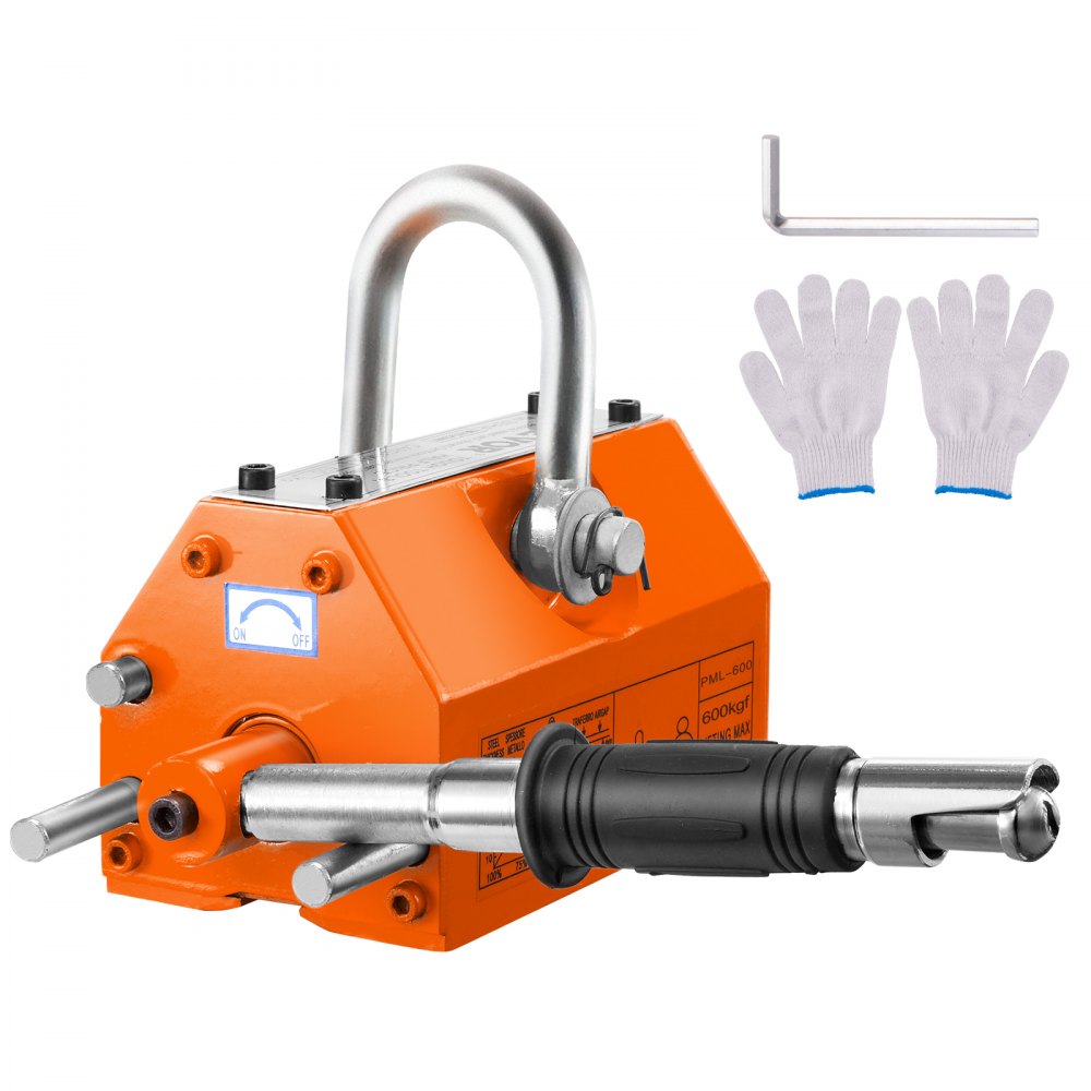 VEVOR Magnetic Lifter, 1320 lbs/600kg Pulling Capacity, 2.5 Safety Factor, Steel and Neodymium, Lifting Magnet with