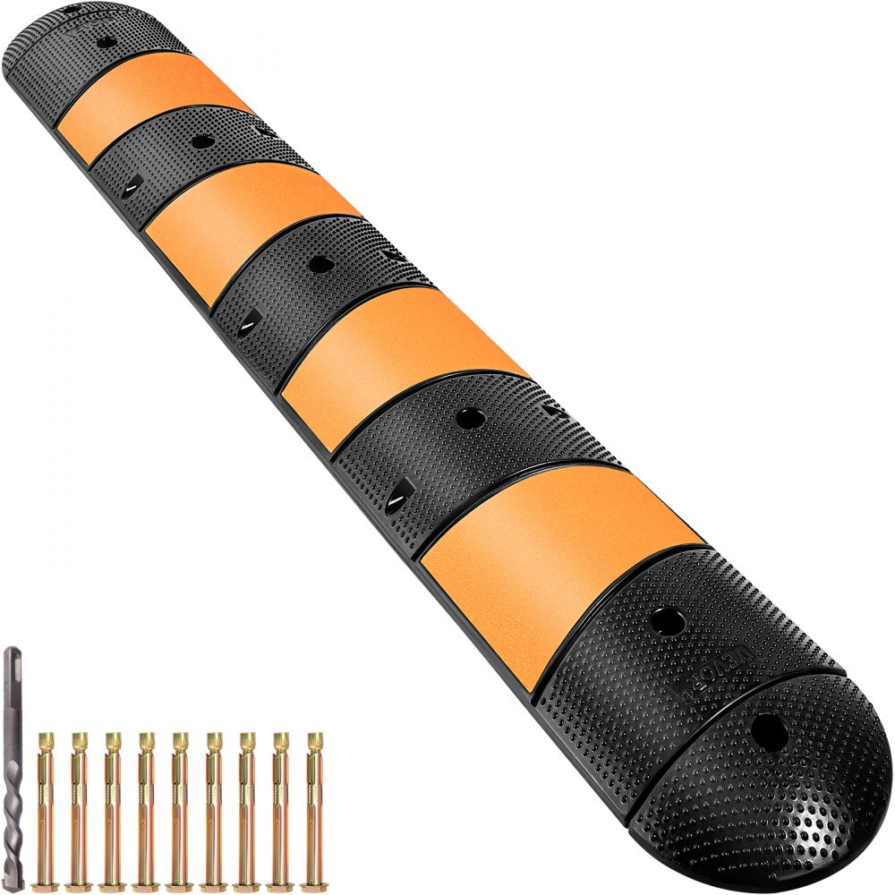 VEVOR Rubber Traffic Calming Device, Single Unit with Dual Channels, 72" Length Modular Design Supports Up to 22000