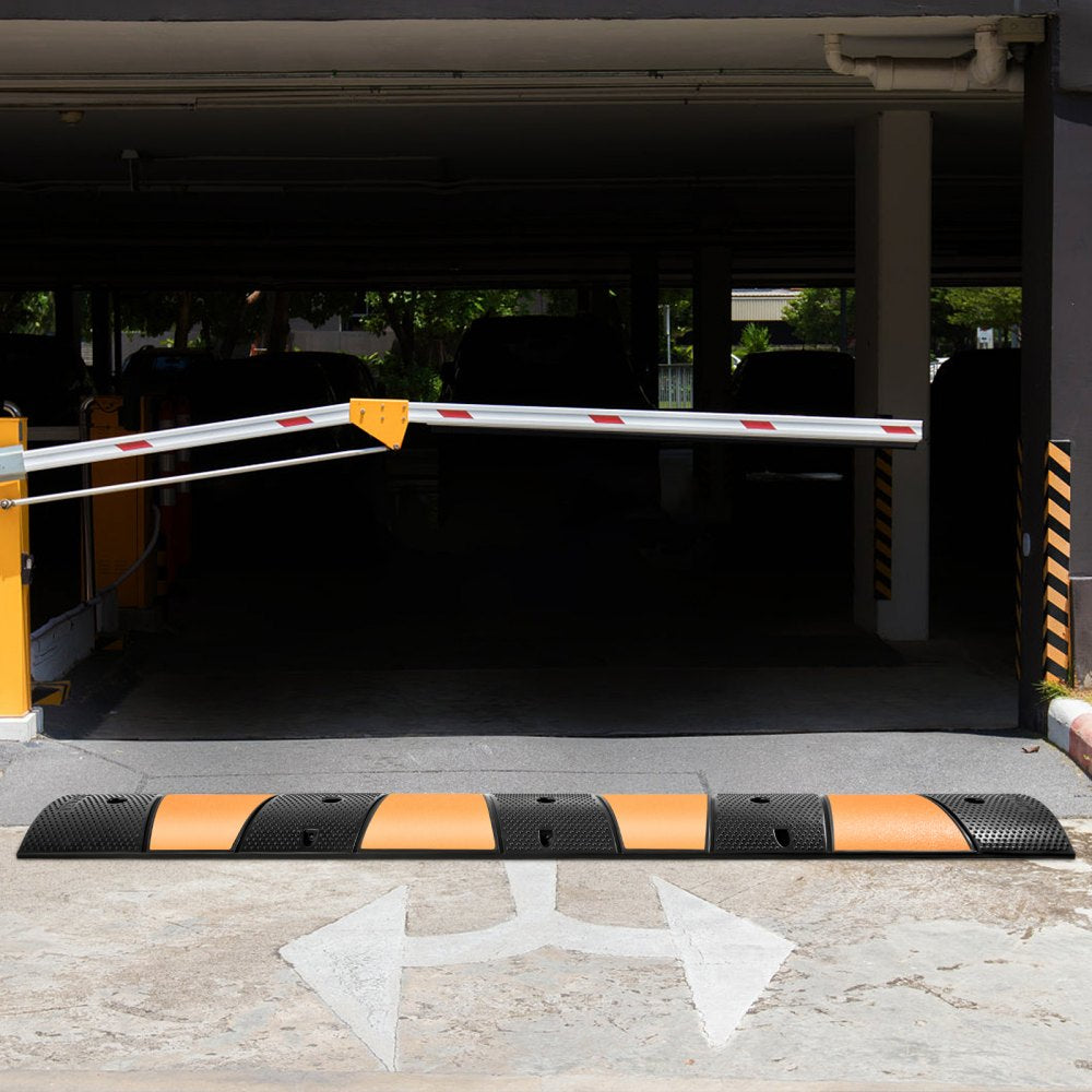 VEVOR Rubber Speed Control Hump, Dual Channel, 2 Units, 72.8" Length, Supports Up to 22000 LBS, Dimensions 72.8 x 12.2