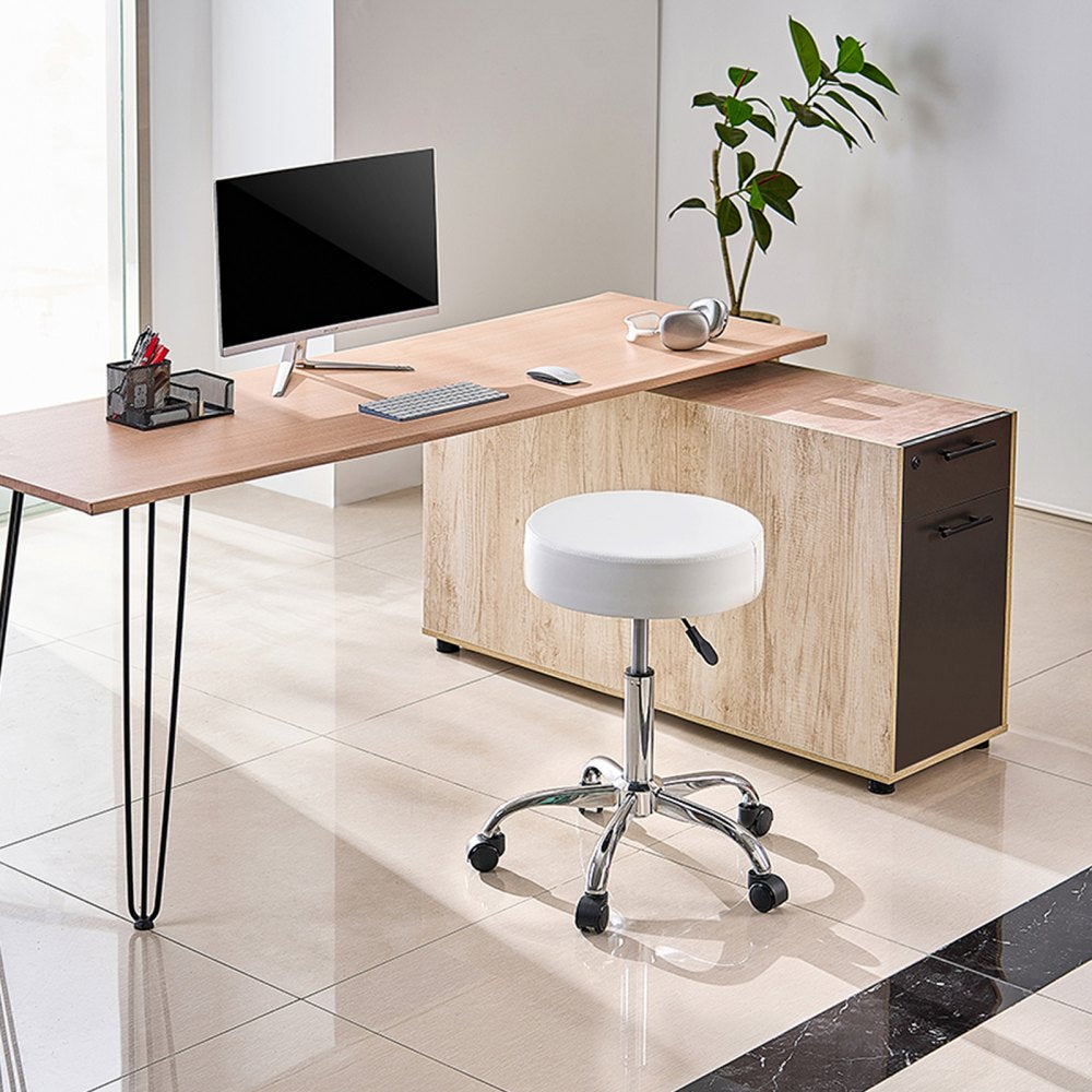 VEVOR Rolling Stool with Wheels, 450 LBS Weight Capacity Round Rolling Stool Chair, Height Adjustable Thickened PU