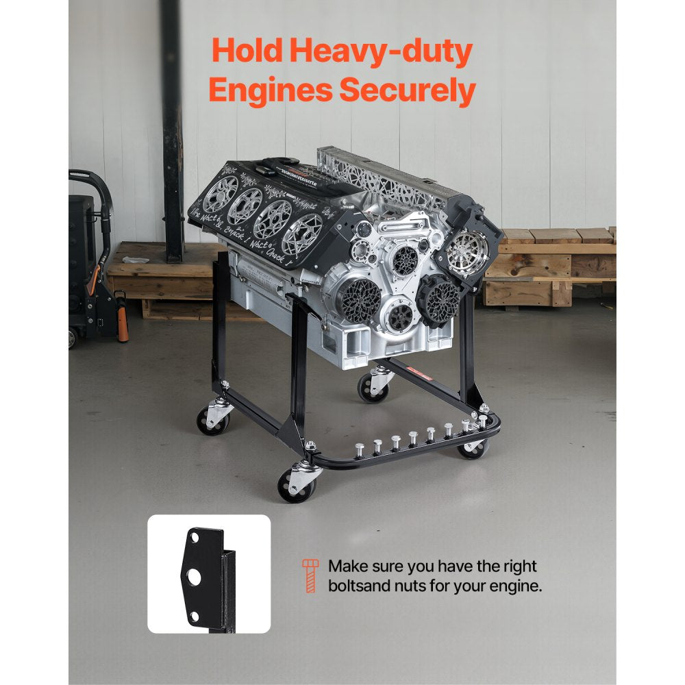 VEVOR Engine Stand, 750 LBS Load Capacity Engine Motor Stand, Heavy-Duty Steel Motor Holder with 4 Swivel Casters and 4