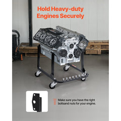 VEVOR Engine Stand, 750 LBS Load Capacity Engine Motor Stand, Heavy-Duty Steel Motor Holder with 4 Swivel Casters and 4