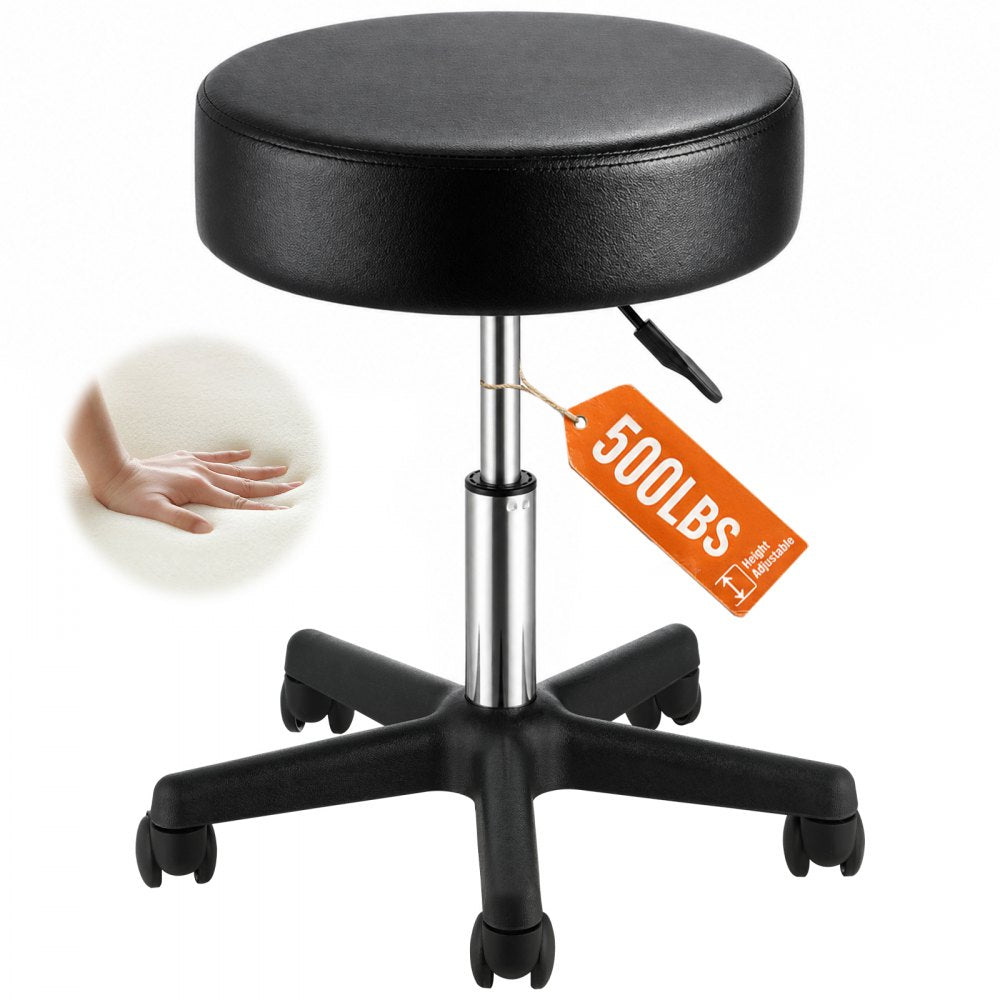 VEVOR Rolling Stools with Wheels, 400 LBS Weight Capacity Adjustable Height Stool with Ultra-Thick Seat Cushion, Swivel