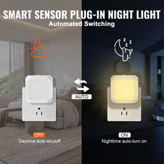 VEVOR LED Night Light, 2 Pack Plug in LED Night Light, 0.6 W 3000k Soft White Light, with Dusk-to-Dawn Light Sensor