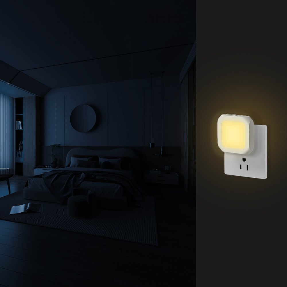 VEVOR LED Night Light, 2 Pack Plug in LED Night Light, 0.6 W 3000k Soft White Light, with Dusk-to-Dawn Light Sensor