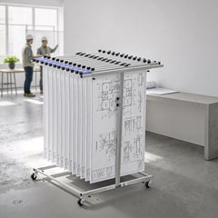 VEVOR Blueprint Storage Rack, Steel, Mobile Adjustable Blueprint Holder, Vertical Drawing Rack with Wheels, File