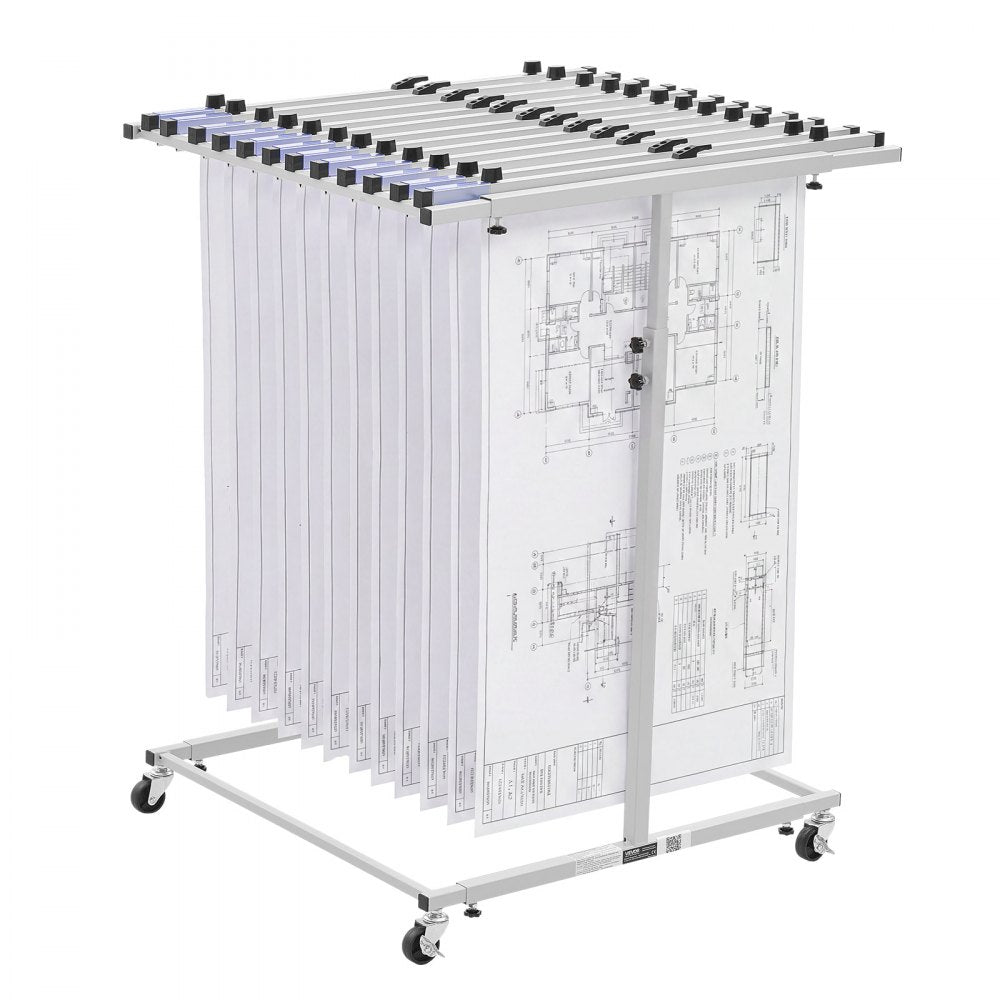 VEVOR Blueprint Storage Rack, Steel, Mobile Adjustable Blueprint Holder, Vertical Drawing Rack with Wheels, File