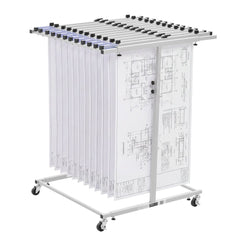 VEVOR Blueprint Storage Rack, Steel, Mobile Adjustable Blueprint Holder, Vertical Drawing Rack with Wheels, File