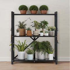 VEVOR 3-Tier Foldable Storage Shelf, 30W x 13D x 36H Inch Folding Metal Rack Shelving Unit, No Assembly Organizer Shelf