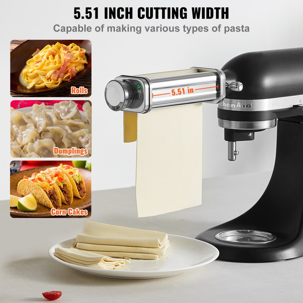 VEVOR Pasta Attachment for KitchenAid Stand Mixer, Stainless Steel Pasta Sheet Roller Attachment, Pasta Maker Machine