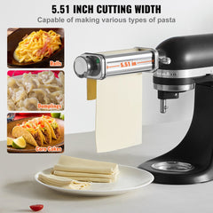 VEVOR Pasta Attachment for KitchenAid Stand Mixer, Stainless Steel Pasta Sheet Roller Attachment, Pasta Maker Machine