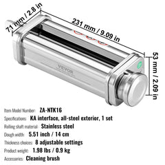 VEVOR Pasta Attachment for KitchenAid Stand Mixer, Stainless Steel Pasta Sheet Roller Attachment, Pasta Maker Machine